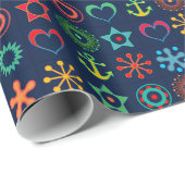 Abstract, grappig, vormen, retro cadeaupapier (Rol Hoek)