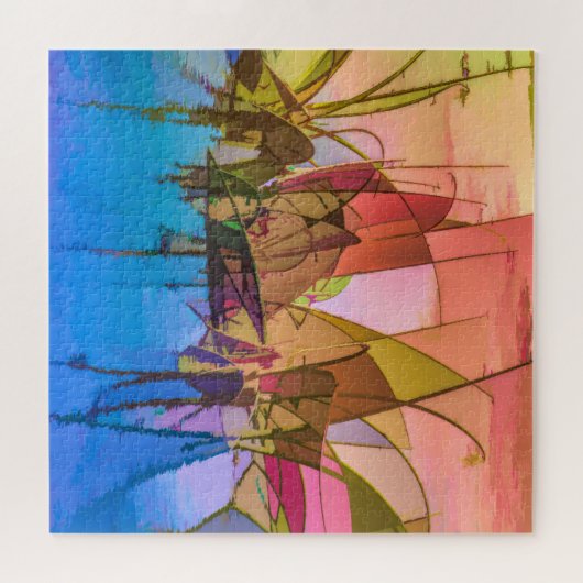 Abstract gras Puzzle zeer kleurrijk Legpuzzel (Horizontaal)