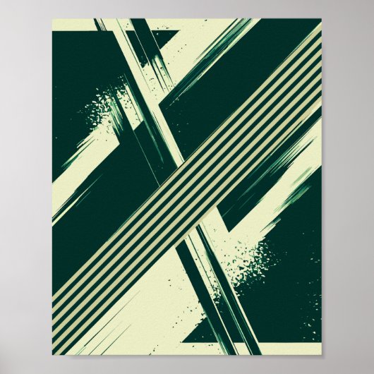 Abstract Green Geometric Strikes Poster (Voorkant)
