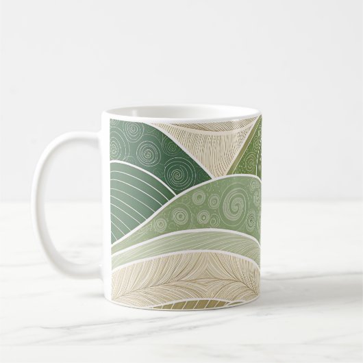 Abstract Green Hills Art Mug | Modern Nature (Gauche)