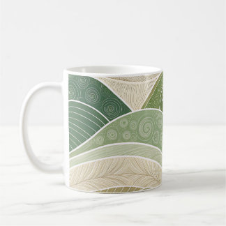 Abstract Green Hills Art Mug | Modern Nature Koffiemok