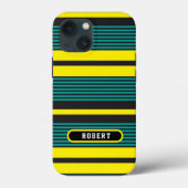 Abstract green yelloe retro stripes Case-Mate iPhone case (Achterkant)
