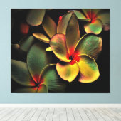 Abstract Green Yellow Red Fractal Art Flower Canvas Afdruk (Insitu (Houten vloer))