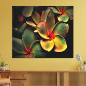 Abstract Green Yellow Red Fractal Art Flower Canvas Afdruk (Insitu (Woonkamer))