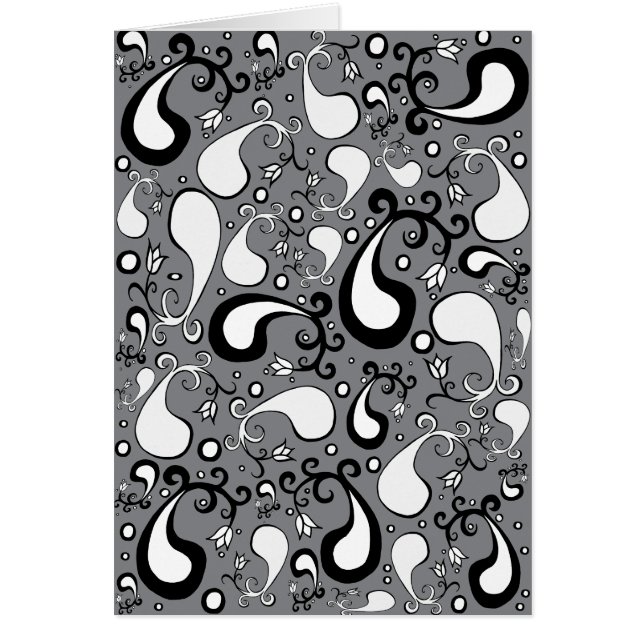 Abstract grey and white Tulip Paisley pattern (Devant)