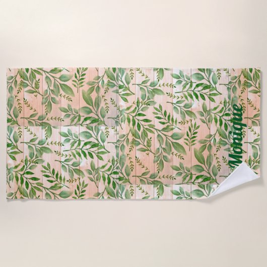 Abstract Griekenland op Faux Wood Background Strandlaken (Voorkant)