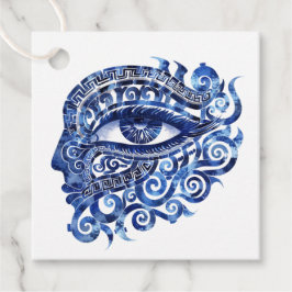 Abstract Grieks Evil Eye Met Grieks Key Bedankjes Labels