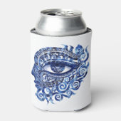 Abstract Grieks Evil Eye Met Grieks Key Blikjeskoeler (Blikje Voorkant)