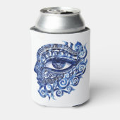 Abstract Grieks Evil Eye Met Grieks Key Blikjeskoeler (Blikje Achterkant)