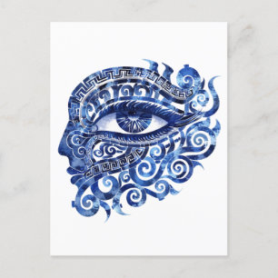 Abstract Grieks Evil Eye Met Grieks Key Briefkaart