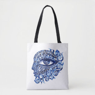 Abstract Grieks Evil Eye Met Grieks Key Draagtas