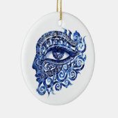 Abstract Grieks Evil Eye Met Grieks Key Keramisch Ornament (Rechts)