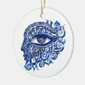 Abstract Grieks Evil Eye Met Grieks Key Keramisch Ornament (Links)