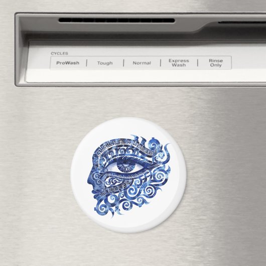 Abstract Grieks Evil Eye Met Grieks Key Magneet (Insitu (Vaatwasser))