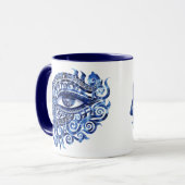 Abstract Grieks Evil Eye Met Grieks Key Mok (Voorkant links)