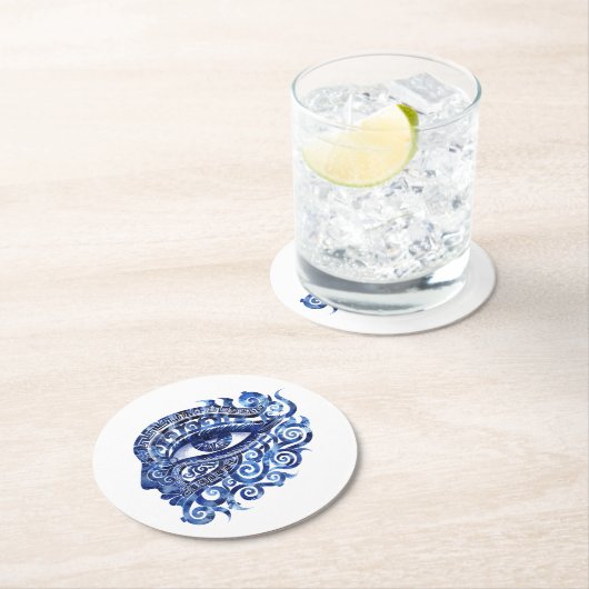 Abstract Grieks Evil Eye Met Grieks Key Ronde Kartonnen Onderzetter (Insitu)