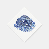 Abstract Grieks Evil Eye Met Grieks Key Servet (Hoek)