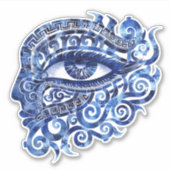 Abstract Grieks Evil Eye Met Grieks Key Sticker (Voorkant)
