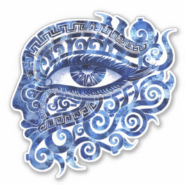 Abstract Grieks Evil Eye Met Grieks Key Sticker
