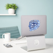 Abstract Grieks Evil Eye Met Grieks Key Sticker (Laptop op bureau)
