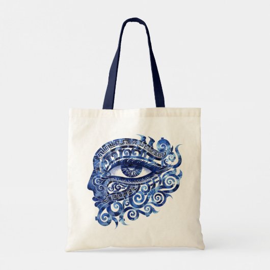 Abstract Grieks Evil Eye Met Grieks Key Tote Bag (Achterkant)