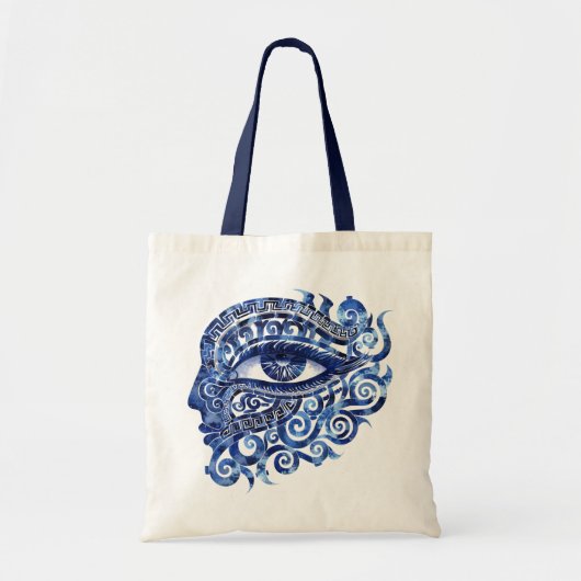 Abstract Grieks Evil Eye Met Grieks Key Tote Bag (Voorkant)