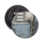 Abstract grijs en blauw schilderen button flesopener (Voorkant)