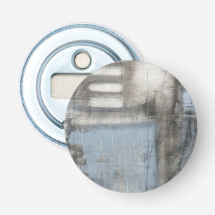 Abstract grijs en blauw schilderen button flesopener