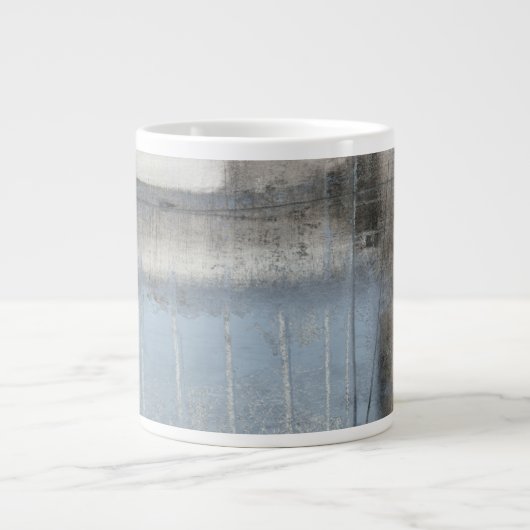 Abstract grijs en blauw schilderen extra grote mok (Voorkant)