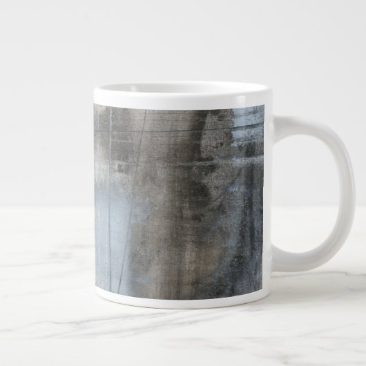 Abstract grijs en blauw schilderen extra grote mok (Rechts)