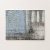 Abstract grijs en blauw schilderen legpuzzel (Horizontaal)