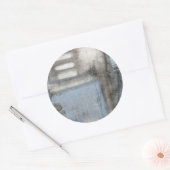 Abstract grijs en blauw schilderen ronde sticker (Envelop)