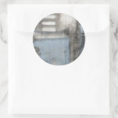 Abstract grijs en blauw schilderen ronde sticker (Tas)
