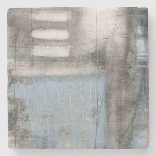Abstract grijs en blauw schilderen stenen onderzetter (Voorkant)