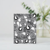 Abstract grijs en wit Tulip Paisley-patroon Briefkaart (Staand voorkant)