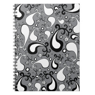 Abstract grijs en wit Tulip Paisley-patroon Notitieboek