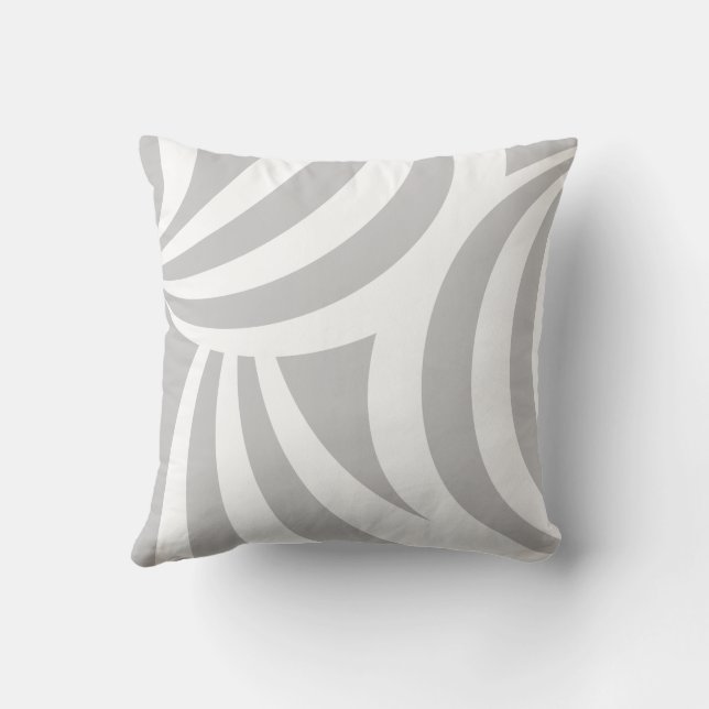 Abstract grijs en wit Wavy Lines Sierkussen (Achterkant)