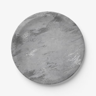 Abstract grijs grafiet Silver Marble Party Vip Papieren Bordje