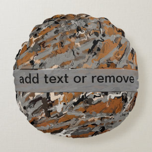 Abstract grijs, zwart en karamel rond kussen