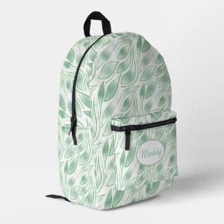 Abstract groen bladpatroon botanisch bedrukte rugzak