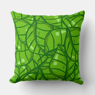 Abstract groen bladpatroon met heldere illustratie kussen