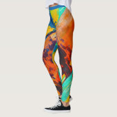 Abstract Groen Blauw Oranje Bruin Klein Dynamisch Leggings (Links)
