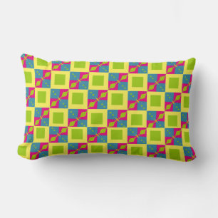 Abstract Groen Blauw Patroon met vierkant diamant Kussen