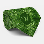 Abstract Groen Botanisch Motief Stropdas (Opgerold)