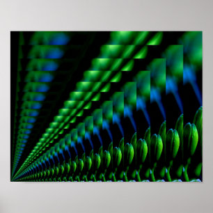 Abstract groen en blauw  poster