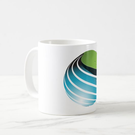 Abstract groen en blauw Wereldbol Koffiemok (Voorkant links)