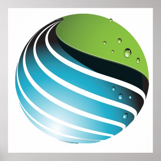 Abstract groen en blauw Wereldbol Poster (Voorkant)