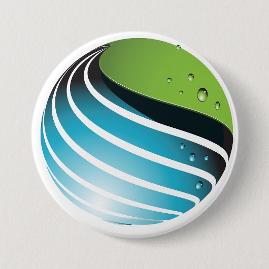 Abstract groen en blauw Wereldbol Ronde Button 7,6 Cm (Voorkant)