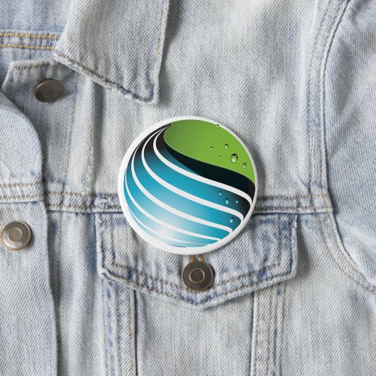 Abstract groen en blauw Wereldbol Ronde Button 7,6 Cm (In situ)