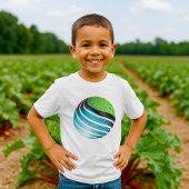 Abstract groen en blauw Wereldbol T-shirt